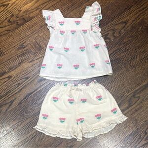 ZARA White Floral Ruffle Top and Shorts Set size 6